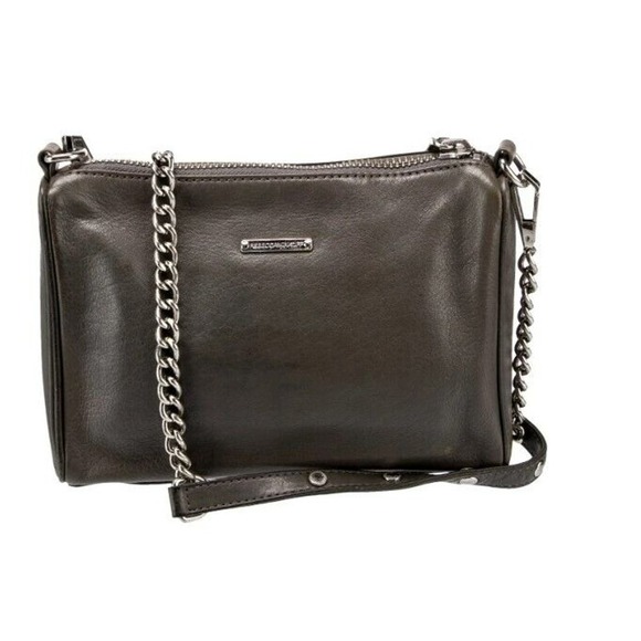 Rebecca Minkoff Gray Crossbody Leather Mini 5 Zip Convertible Bag Handbag - Picture 2 of 12